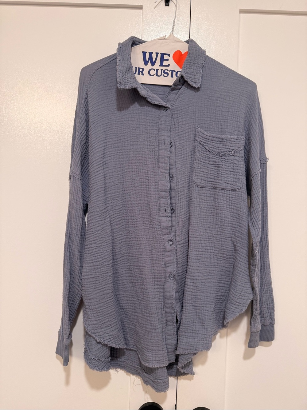 Casual Button-Front Beach Shirt in Light Blue